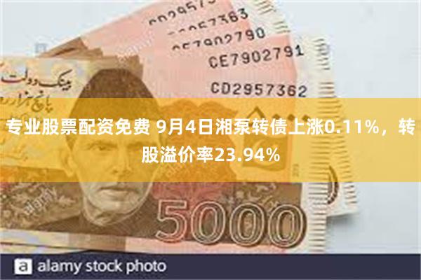 专业股票配资免费 9月4日湘泵转债上涨0.11%，转股溢价率23.94%