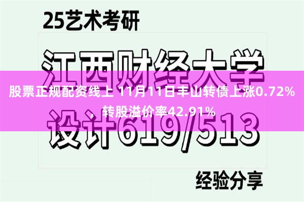 股票正规配资线上 11月11日丰山转债上涨0.72%，转股溢价率42.91%